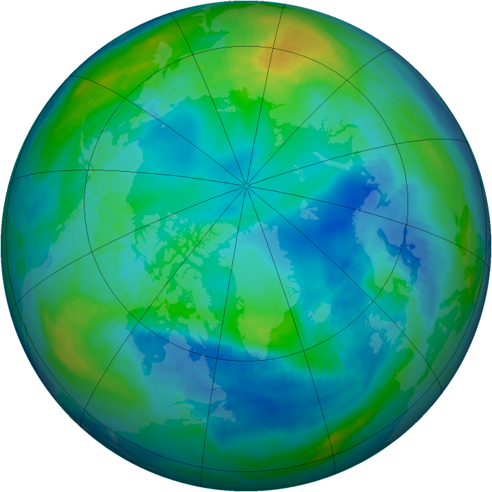 Arctic ozone map for 02 November 1991